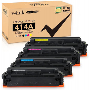 v4ink HP 414A Compatible Standard Yield Toner Cartridges 4 Color Set (With Chip) v4ink HP 414A Compatible Standard Yield Toner Cartridges 4 Color Set (With Chip)